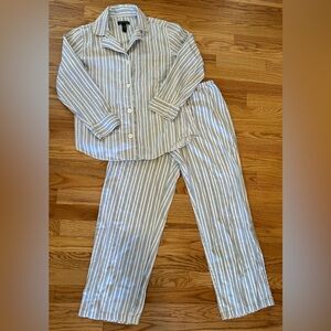 Lauren Ralph Lauren Women’s Blue Stripe Cotton Pajama Set Button Front Size Med